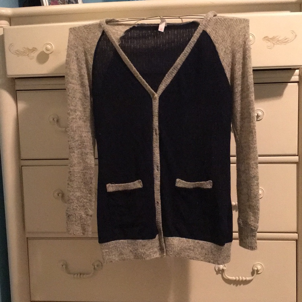 Blue and grey button up cardigan